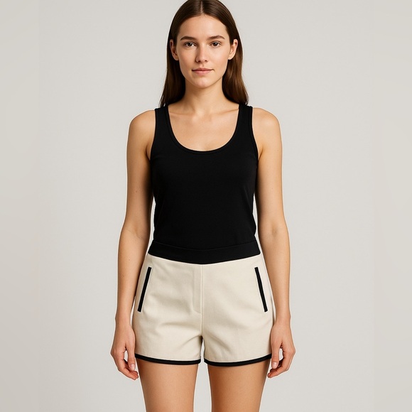 Mango Pants - Mango Black and Cream Women's Shorts